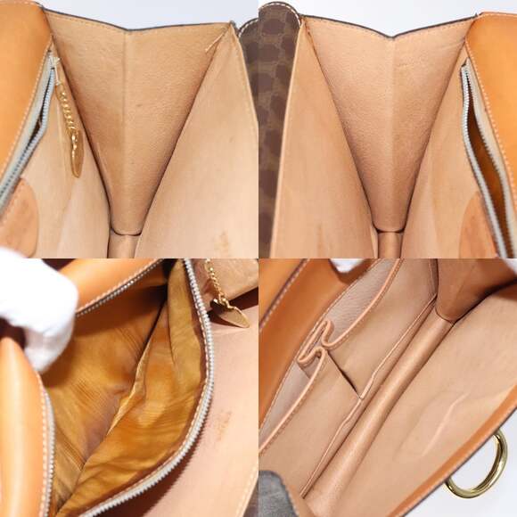 CELINE Macadam Canvas Hand Bag Pvc Leather Brown Gold - Picture 12 of 13